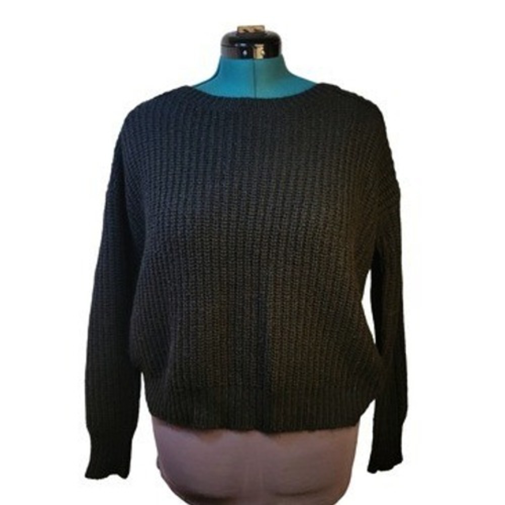Express Open Back‎ Chunky Shaker Knit Wool Mohair Blend Sweater Black